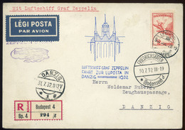 97887 1932. Zeppelin Légi Levelezőlap Danzigba Küldve, Szép Darab! - Lettres & Documents