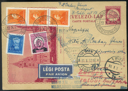 97863a BUDAPEST 1932. Képes Díjjegyes Levlap, Dekoratív Bérmentesítéssel Endresz Aviatikai Kiállítás, Bécsből Visszaküld - Lettres & Documents