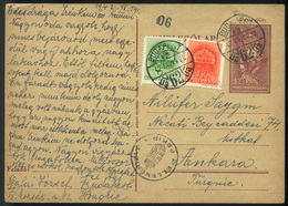 97862a BUDAPEST 1942. Cenzúrázott, Kiegészített Díjjegyes Levlap Törökországba - Covers & Documents