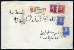 97866 BUDAPEST 1937. Ajánlott Levél Arcképek Négybélyeges Bérmentesítéssel Salzburgba Küldve - Lettres & Documents