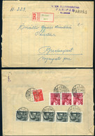 98084 PARIPÁS / Ратково 1944. Ajánlott 9 Bélyeges Levél Kétféle Pályaudvari, Vasúti Bélyegzéssel Budapestre - Covers & Documents