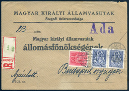98118 ADA 1942. Magyar Királyi Államvasutak, Ajánlott Levél Kétféle Pályaudvari Bélyegzéssel - Covers & Documents