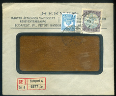 98162 BUDAPEST 1927. Ajánlott Levél 10000K - P-f 2f Vegyes Bérmentesítéssel  /  1927 Reg. Letter 10000K - P-f 2f Mixed F - Lettres & Documents