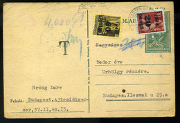 95776 SÁTORALJAÚJHELY 1945. Díjjegyes Infla Levlap Budapestre Küldve, Portózva - Briefe U. Dokumente