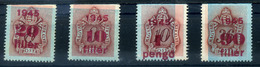 96151 1945.  4db Kisegítő Portó Bélyeg Hiányos Alapnyomattal, Látványos Kis Tétel! - Unused Stamps