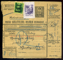 61555 MAGYARBÁNHEGYES   1946. Inflációs  Csomagszállító Budapestre , Postaszemélyzeti Kedvezménnyel - Covers & Documents