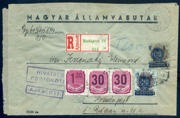 98108 BUDAPEST 1951. Helyi Ajánlott Levél Vegyes Portózással, Közte Bankjegy Portó! - Covers & Documents