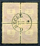 95864 ÓBECSE 2Kr Négyes Tömb, Szép Bélyegzés - Used Stamps
