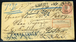96095 FELED / Jesenské 1876. Ajánlott, Tértivevényes,kiegészített Díjjegyes Boríték, Németországból Visszaküldve.Látvány - Used Stamps