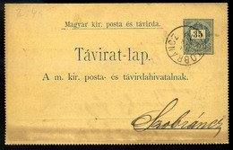 96426 SZOBRÁNC 1894. Díjjegyes Zárt Távirat Lap Ungvárra  /  SZOBRÁNC 1894 Stationery Sealed Telegraph Card To Ungvár - Gebruikt