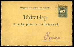 96717 BÁCS 1888. 10kr-ral Kiegészített Díjjegyes Távirat Lap, Szép Távírda Bélyegzéssel  /  BÁCS 1888 10 Kr Uprated Stat - Gebruikt