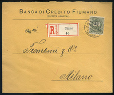 97154 FIUME 1893. Ajánlott 30kr-os Levél Milánóba Küldve, Céges Levélzáróval.Szép!  /  FIUME 1893 Reg. 30Kr Letter To Mi - Used Stamps