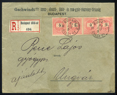 97181 BUDAPEST 1891. Céges Ajánlott Levél 5Kr Négyes Csík Bérmentesítéssel Ungvárra  /  BUDAPEST 1891 Corp. Reg. Letter  - Oblitérés