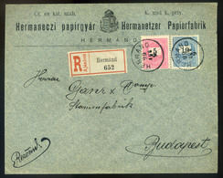 97185 HERMÁND 1899. Ajánlott Levél , Hermaneczi Papírgyár Budapestre Küldve  /  HERMÁND 1899 Reg. Letter, Hermaneczi Pap - Oblitérés
