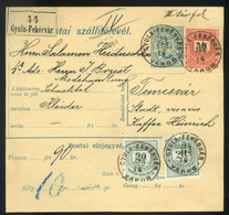 97162 GYULAFEHÉRVÁR 1894. 50Kr +2*20Kr Csomagszállító Temesvárra Küldve  /  GYULAFEHÉRVÁR 1894  50 Kr + 2*20 Kr Parcel P - Oblitérés