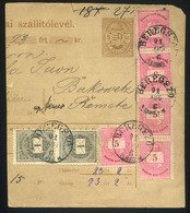 98104 BEREGSZÓ / Beregsău Mare 1891. Csomagszállító (lerövidített) 5*5+2*1Kr Ral Temesremetére - Oblitérés