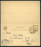 98129 MISKOLC 1893. Válaszos, Kétrészes Díjjegyes Lap Németországba Küldve - Used Stamps