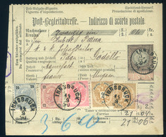 98100 AUSZTRIA Innsbruck 1890. Dekoratív Négyszínű Csomagszállító Gödöllőre A Kastélyba Küldve - Covers & Documents