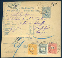 98126 BUDAPEST 1893. Szép Háromszínű Csomagszállító Resicára Küldve - Used Stamps