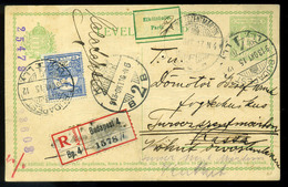 95790 BUDAPEST 1913. Ajánlott, Kiegészített, Továbbküldött Díjjegyes Lap , Kassa > Túrócszentmárton - Used Stamps