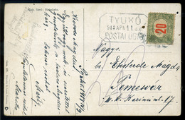 95791 TYUKÓ / Ciuchici 1913. Képeslap, Ritka Postaügynökségi Bélyegzéssel - Used Stamps