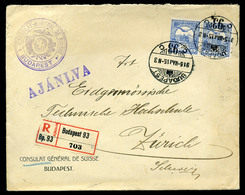 96459 BUDAPEST 1915. Konzulátusi Ajánlott Levél Svájcba Küldve - Used Stamps