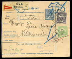 96455 NAGYBICCSE 1917. Csomagszállító Békéscsabára Küldve - Used Stamps