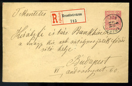 96447 ERZSÉBETVÁROS 1904. Kiegészített, Ajánlott Díjjegyes Boríték Budapestre - Gebraucht