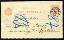 96416 SZKACSÁN / Skačany 1904. Díjjegyes Levlap, Ritka Luxus Bélyegzéssel Nyitrára Küldve - Used Stamps