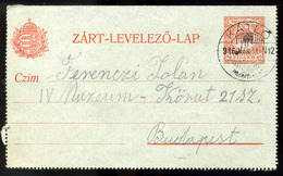 96412 KÁTLÓ / Kátlovce 1916. Zárt Díjjegyes Levlap, Ritka Bélyegzéssel - Used Stamps