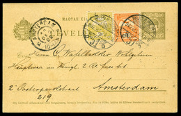 96698 BUDAPEST 1902. Kiegészített Díjjegyes Levlap Hollandiába Küldve  /  BUDAPEST 1902 Uprated Stationery P.card To The - Oblitérés