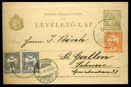 96695 ÚJMOLDOVA 1908. Három Bélyeggel Kiegészített Díjjegyes Levlap Svájcba Küldve  /  ÚJMOLDOVA 1908 3 Stamp Uprated St - Gebraucht