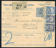 97098 EGER 1916. Csomagszállító Turul-hadisegély Azonos Címletű 849 Vegyes Bérmentesítéssel Kápolnára  /  EGER 1916 Parc - Used Stamps