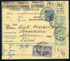 97101 BUDAPEST 1910. Csomagszállító, 3 Db Csomagról Bedőházára, Kárpátaljára Küldve  /  BUDAPEST 1910  Parcel P.card Of  - Oblitérés
