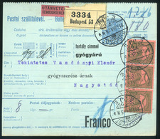 97110 BUDAPEST 1916. Csomagszállító 3*60f Nagyatádra Küldve  /  BUDAPEST 1916 Parcel Postcard 3*60f To Nagyatád - Used Stamps