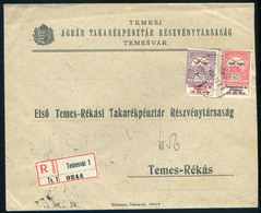 97123 TEMESVÁR 1916. Ajánlott, Céges Levél Hadisegély 35+10f-rel Temesrékásra Küldve  /  TEMESVÁR 1916 Reg. Corp. Letter - Used Stamps