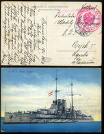 97688 K.u.K. Haditengerészet, I.VH SMS Prinz Eugen Hajó, Képeslap, Szép Haditengerészeti Bélyegzéssel  /  KuK NAVY WW I. - Covers & Documents