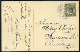 97861a BUDAPEST 1916. Képeslap, Céglyukasztásos Bélyeggel Tihanyba - Used Stamps