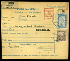 96767 MÁRAMAROSSZIGET 1918. Illetékmentes Csomagszállító Budapestre Küldve. Igen Ritka Típus! - Used Stamps