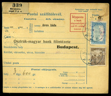 96767 MÁRAMAROSSZIGET 1918. Illetékmentes Csomagszállító Budapestre Küldve. Igen Ritka Típus! - Gebraucht