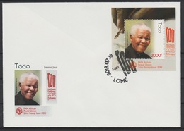 Togo 2018 Mi. ? S/S FDC First Day Cover 1er Jour Joint Issue PAN African Postal Union Nelson Mandela Madiba 100 Years - Gemeinschaftsausgaben