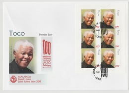 Togo 2018 Mi. ? M/S FDC First Day Cover 1er Jour Joint Issue PAN African Postal Union Nelson Mandela Madiba 100 Years - Joint Issues