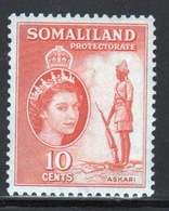 Somaliland Protectorate 1953 Queen Elizabeth 10 Cent Orange Stamp. - Somaliland (Protettorato ...-1959)