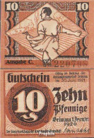 Grimma Notgeld Der Stadt Grimma Bankfrisch 1920 10 Pfennig Grimma - Other & Unclassified