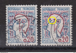 FRANCE CURIOSITES 1961:  Deux Exemplaires Oblitérés Très Différents (voir Bord SE Du Bonnet En Rouge), TB - Gebraucht