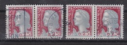 FRANCE CURIOSITES 1960:  Deux Paires D'oblitérés Très Différents (voir Contours De La Tête En Blanc), TB - Usati