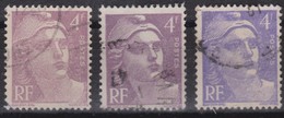 FRANCE CURIOSITES 1945-1947:  La Marianne De Gandon 'dans Tous Ses états', Du Violet Clair Au Violet Vif,  TB - Used Stamps