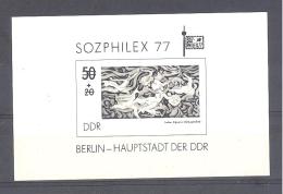 DDR  1977  Michel #  Block 48 S   **  Schwarzdruck Sozphilex 77 - Blocs