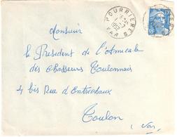 POURRIERS Var 83 Lettre 15 F Gandon Outremer  Yv 886 Ob 1 7 1952 Lautier A7 - Brieven En Documenten