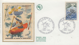 Enveloppe  FDC  1er  Jour   ANDORRE  Championnat  Du  Monde  De  Canoë - Kayak    1969 - Kano